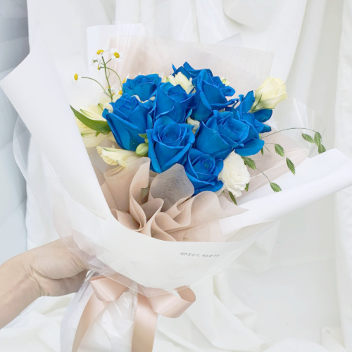 네모네 - 생화 파란장미 꽃다발 / 특별한 선물 여자친구 선물