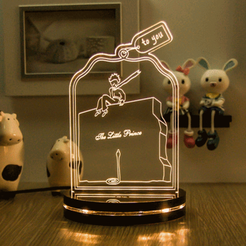 어린왕자 스네이크 아크릴 LED 조명/무드등 메세지 각인 제작