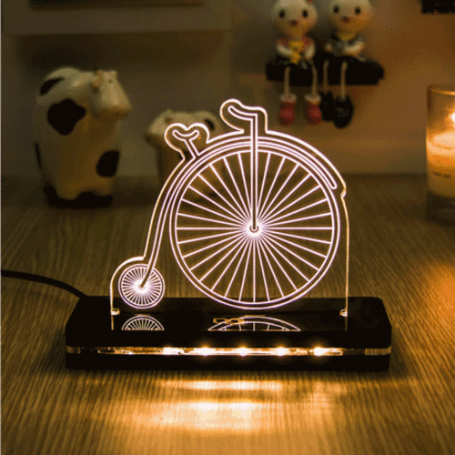 네모네 - 자전거 아크릴 LED 조명/무드등 메세지 각인 제작
