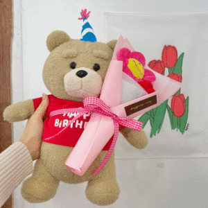 꽃을 든 19곰테드 케어베어 / 인형 꽃다발 여자친구 생일 기념일 선물